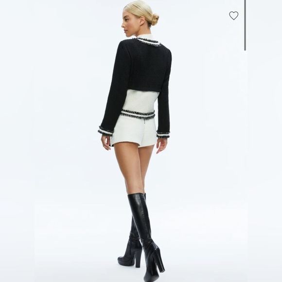 NWT Alice + Olivia Kidman Two-Fer Boxy Raw Edge Jacket Size Small $595 - Picture 9 of 16